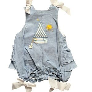 The Bailey Boys Girls One Piece Romper Bows Boat Sun Nautical Beach Play Sz 24M